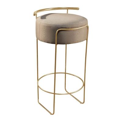 Banqueta Olivia Em Linho E Base Metal Dourado Linho Bege