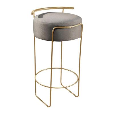 Banqueta Olivia Em Linho E Base Metal Dourado Linho Cinza