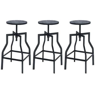 Kit 3 Banquetas Altas Retro Loft Bancada Industrial Turner Preto
