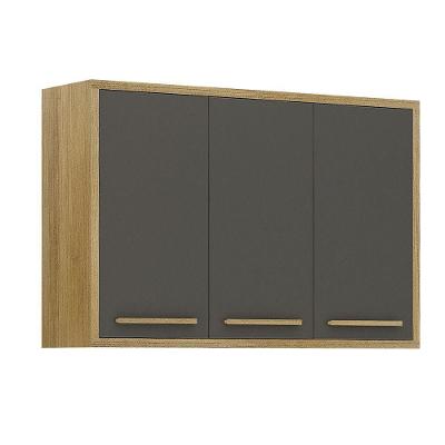 Armário Aéreo Para Cozinha 3 Portas 120cm Torino Valdemóveis Cinamomo/grafite