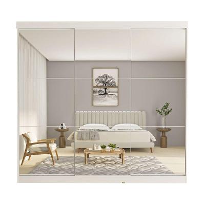 Guarda Roupa Casal Isabela 3 Portas E 9 Espelhos Minastex Branco
