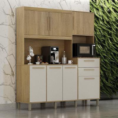 Armário De Cozinha 7 Portas 2 Gavetas Quartzo Valdemóveis Cinamomo/off White