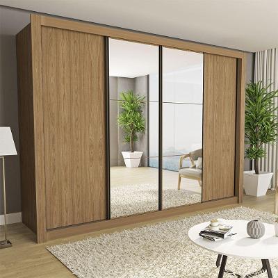 Guarda Roupa Casal Firenze Com 6 Espelhos 4 Portas Minastex Carvalho