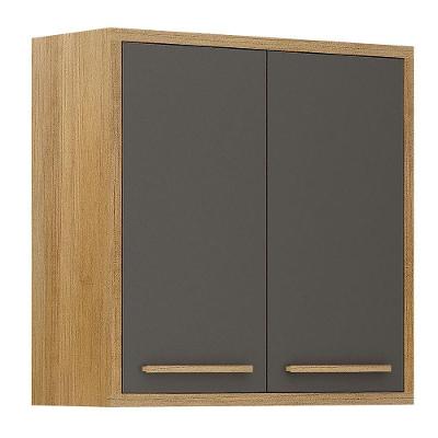 Armário Aéreo Para Cozinha 2 Portas 80cm Torino Valdemóveis Cinamomo/grafite