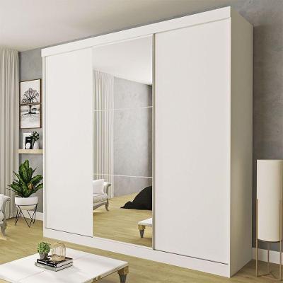 Guarda Roupa Casal Evidence 3 Portas E 3 Espelhos Minastex Branco