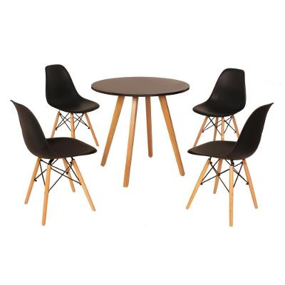 Mesa Inês 80cm Preta + 4 Cadeiras Eames Eiffel Preta