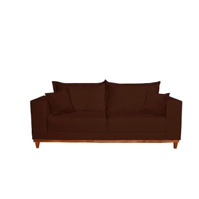 Sofá Fixo Living 3 Lugares Pequim 2.00m Veludo Bege Marrom