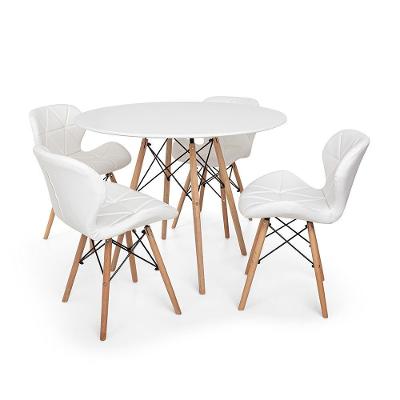 Kit Mesa Jantar Eiffel 100cm Branca + 04 Cadeiras Branca