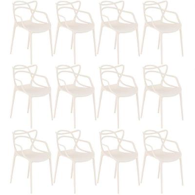 Kit 12 Cadeiras Design Jantar Cozinha Masters Allegra Creme