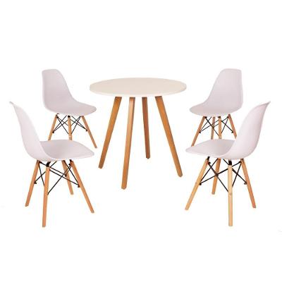 Mesa Inês 80cm Branca + 4 Cadeiras Eames Eiffel Branca