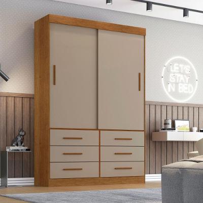 Guarda Roupa Solteiro 2 Portas 6 Gavetas Star Sallêto Móveis Cinamomo Com Off White