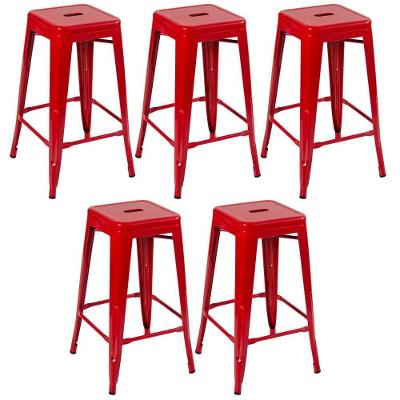 Kit 5 Banquetas Altas 76 Cm Vermelho Vermelho