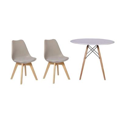 Kit Mesa Jantar Eiffel 100cm Branca + 02 Cadeiras Leda Nude