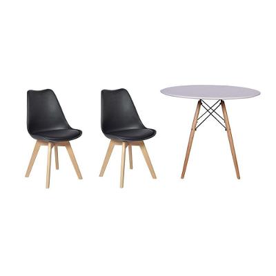 Kit Mesa Jantar Eiffel 100cm Branca + 02 Cadeiras Leda Preta