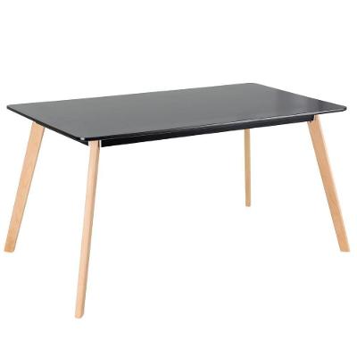 Mesa De Jantar Retangular Leda 80 X 140 Cm Preto Preto