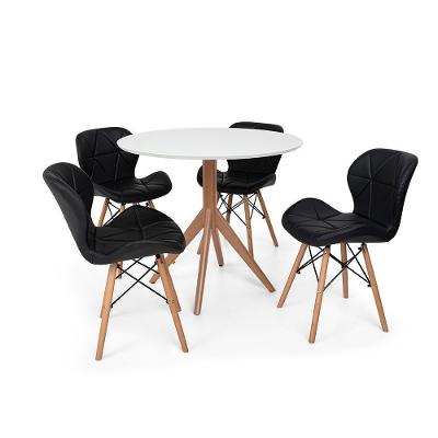 Conjunto Mesa De Jantar Maitê Branca + 4 Cadeiras Slim Preta