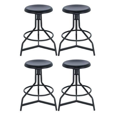 Kit 4 Banquetas Altas Cozinha Industrial Loft Aço Giratória York Preto