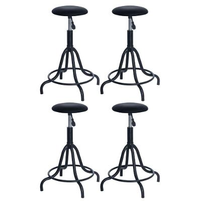 Kit 4 Banquetas Estofadas Cozinha Industrial Loft Giratória West Preto