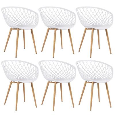 Kit - 6 X Cadeiras Clarice Nest Com Apoio De Braços - Sidera - Branco