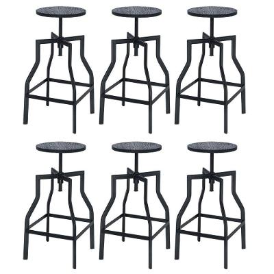 Kit 6 Banquetas Altas Retro Loft Bancada Industrial Turner Preto