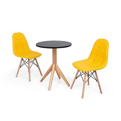 Conjunto Mesa de Jantar Maitê 60cm Preta com 2 Cadeiras