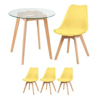 Mesa Redonda 70cm + 3 Cadeiras Amarelo Amarelo