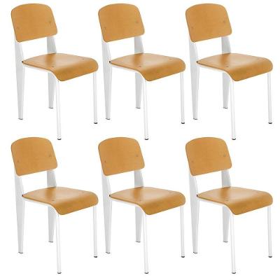 Kit 6 Cadeiras Standard Madeira Cozinha Jantar Nordico Escandinavo Jean Prouve Branco