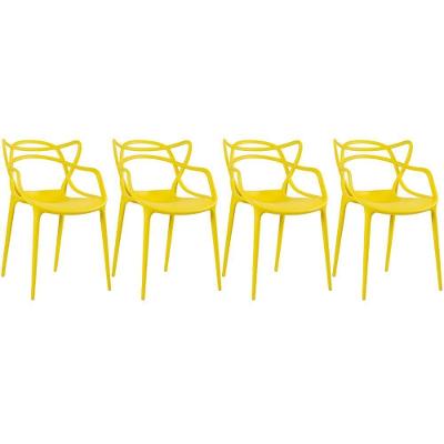 Kit - 4 X Cadeiras Masters Allegra - Amarelo