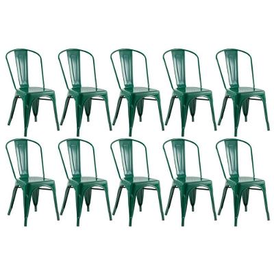 Kit 10 Cadeiras Design Industrial Verde Escuro