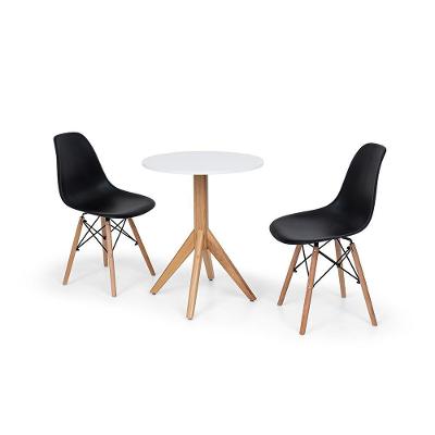 Conjunto Mesa de Jantar Maitê 60cm Branca 2 Cadeiras Preta