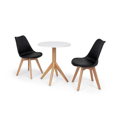 Conjunto Mesa de Jantar Maitê 60cm Branca com 2 Cadeiras Eames Wood Leda Preta