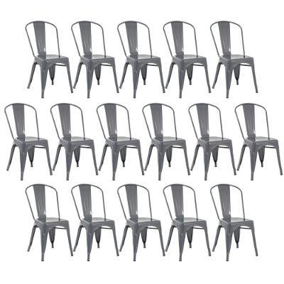 Kit 16 Cadeiras Design Industrial Cinza Escuro
