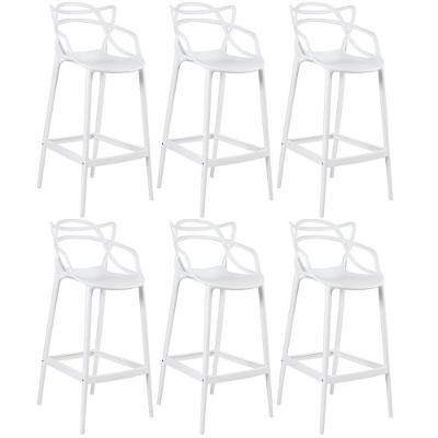 Kit 6 Banquetas Altas Masters Allegra 76 Cm Branco