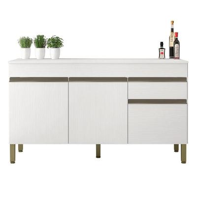 Balcão Gabinete De Cozinha 3 Portas 1 Gaveta Com Tampo 1,50m Line Kit's Paraná Madeirado Branco