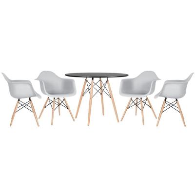 Mesa Redonda Eames 100 Cm Preto + 4 Cadeiras Eiffel Daw Cinza Claro Cinza Claro