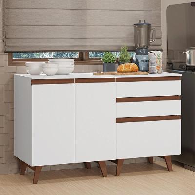 Kit Com Dois Balcões De Cozinha 2 Portas 3 Gavetas (com Tampo) Branco Reims Madesa Branco