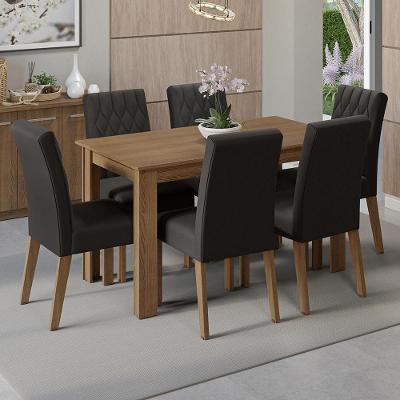 Conjunto Sala De Jantar Mesa Tampo De Madeira 6 Cadeiras Allegro Madesa Rustic/oxford