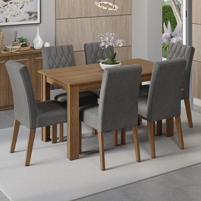 Conjunto Sala De Jantar Mesa Tampo De Madeira 6 Cadeiras Allegro Madesa Rustic/silver