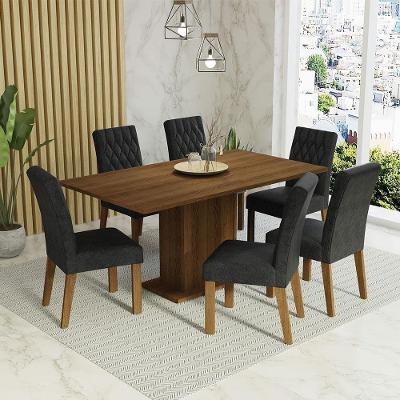 Conjunto Sala De Jantar Mesa Tampo De Madeira 6 Cadeiras Hanna Madesa Rustic/oxford