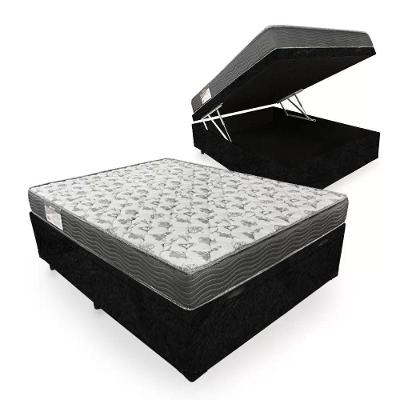 Cama Box Baú Casal Suede + Colchão De Espuma D33 Sereneprime 138cm Preto