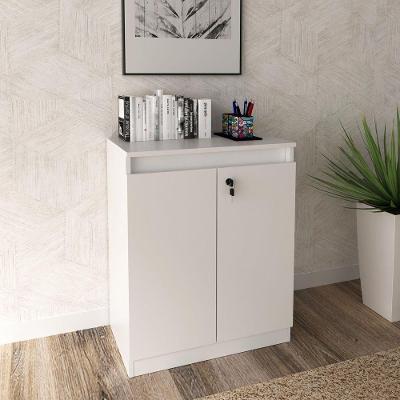 Balcão Para Escritório 60cm Com 1 Prateleira 2 Portas E Chave Branco