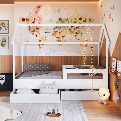 Cama Infantil Montessoriana Com Gavetões Inferiores Linha Infanto Ccm021 - Completa Móveis Branco