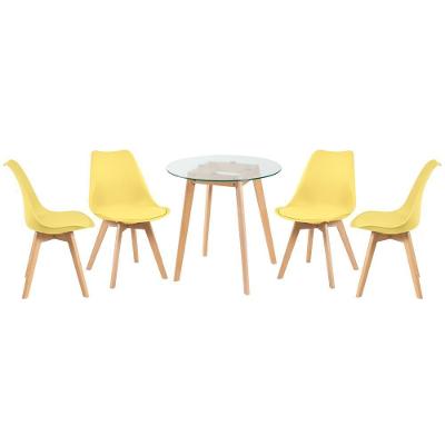 Mesa Redonda 70cm + 4 Cadeiras Amarelo Amarelo