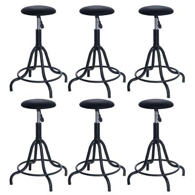 Kit 6 Banquetas Estofadas Cozinha Industrial Loft Giratória West Preto