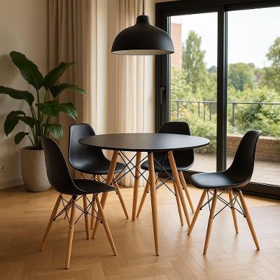 Jogo Mesa Eiffel Eames Com 4 Cadeiras Eiffel Preta Charme, Conforto E Qualidade!