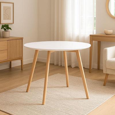 Mesa De Jantar Leda Redonda Moderna 90cm Branco Design Elegante Para Sua Sala Ou Cozinha
