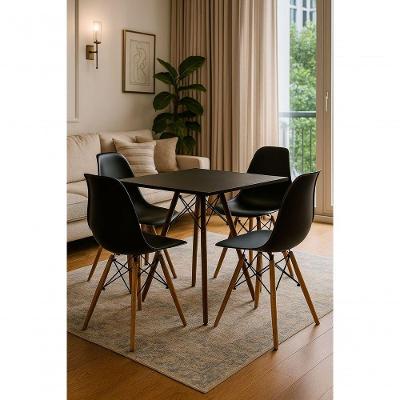 Deixe Sua Casa Moderna! Mesa Eiffel Quadrada 80cm Preta E 4 Cadeiras Eiffel Preta Com Design Elegante