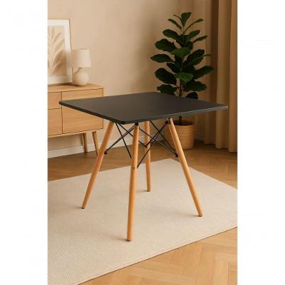 Mesa De Jantar Quadrada Desing Elegante Moderno Eiffel Wood Preta 80 Cm.
