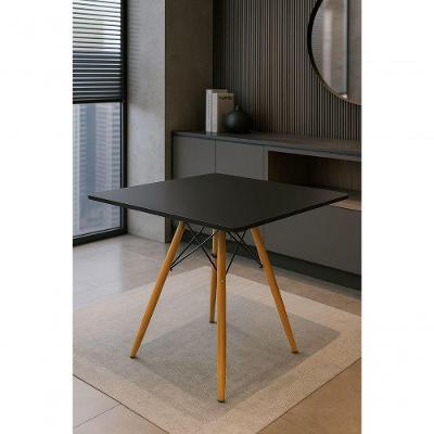 Mesa Jantar Sala Cozinha Eiffel Eames Elegante 90cm Quadrada Canto Arredondado Moderno Cor Preto