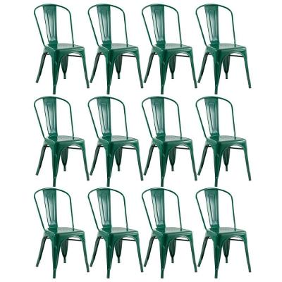 Kit 12 Cadeiras Design Industrial Verde Escuro